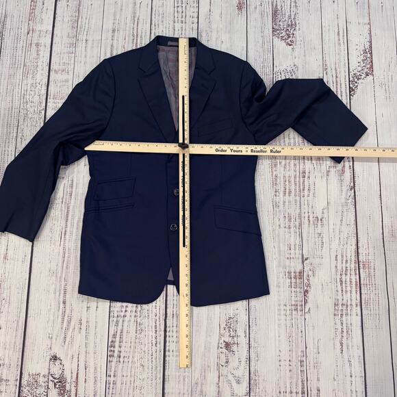 Holland & Sherry Bespoke Navy Super 130s Wool Blazer 38R Double Vents - Picture 4 of 10